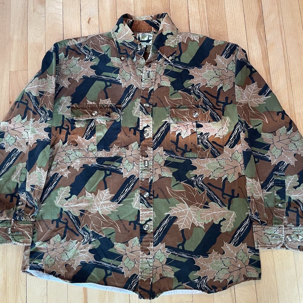 Vintage camo Nunavut Hunter Button Up Shirt Men M Hunting